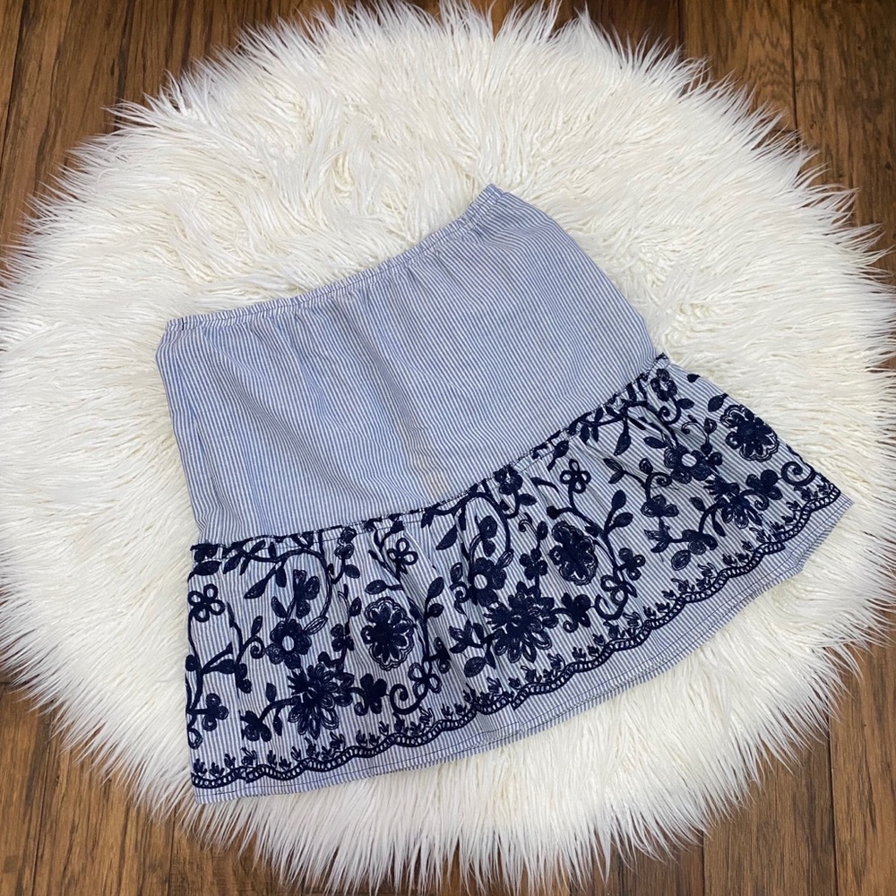Blue & White Pinstripe Skirt- PM